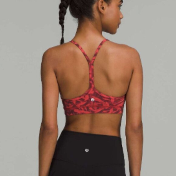 Lululemon Flow Y Nulu Bra in Spray Leaf Fireside Red Multi sz 8 - Picture 2 of 5